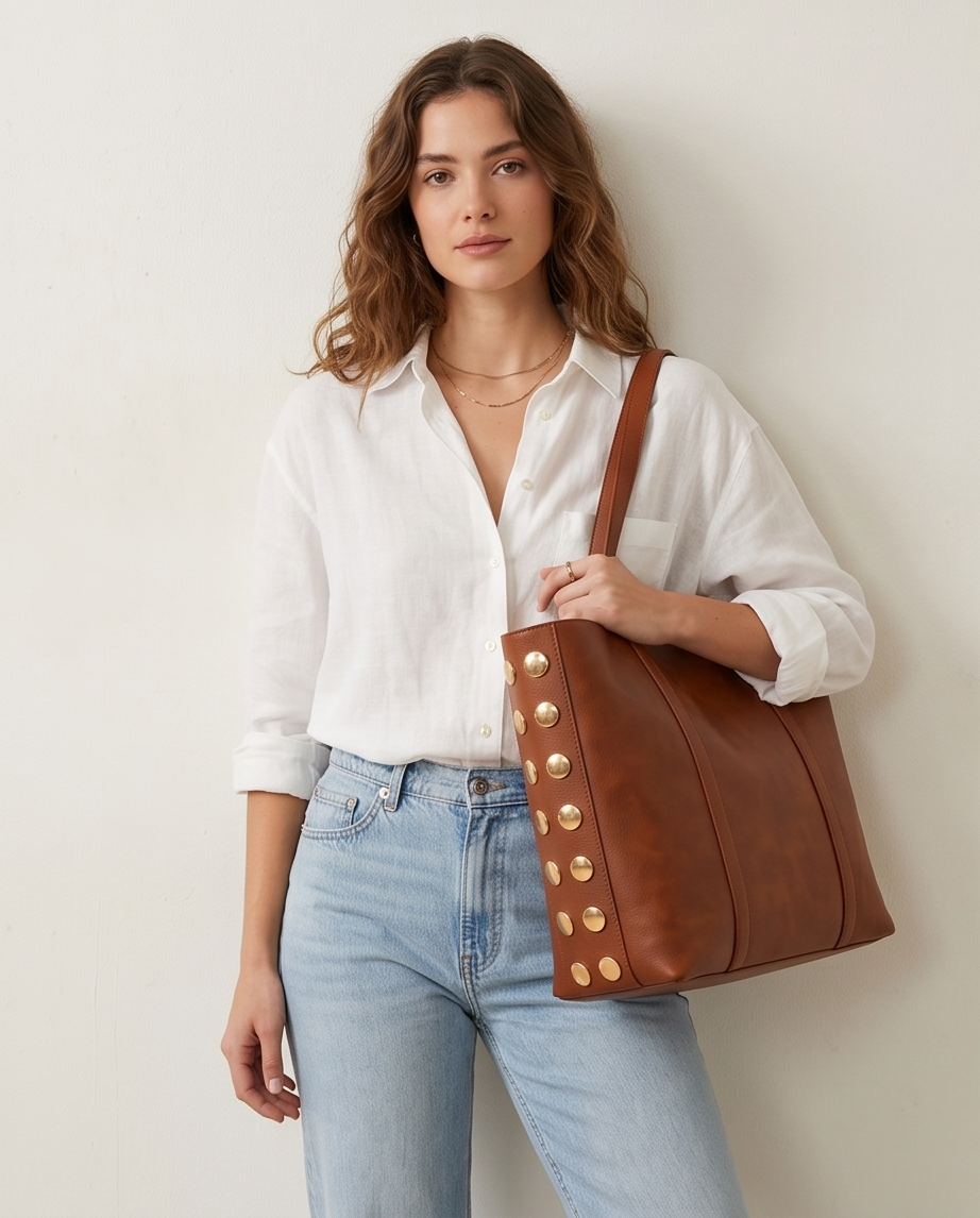 SHOPPER VICTORIA TACHAS | MARRÓN